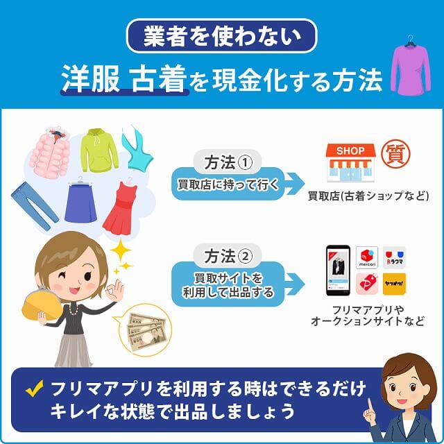 洋服 古着 業者を使わない 業者と接しない 自分で 現金化 方法